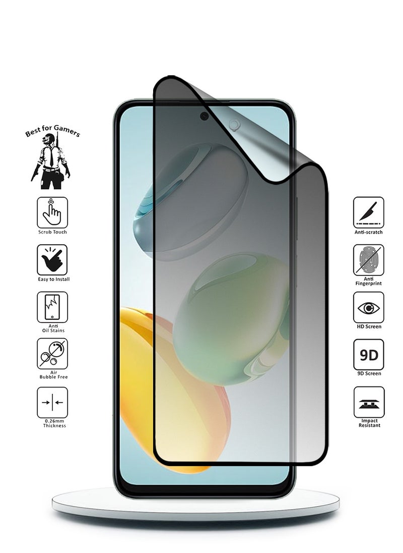 Wtech - Honor X7c 4G 2024 Nano Ceramic Privacy Full Glue Full Cover Matte Flexible Screen Protector (MSCNMP) - Clear/Black - Image 1