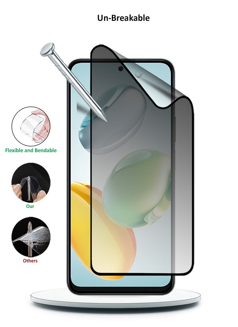 Wtech - Honor X7c 4G 2024 Nano Ceramic Privacy Full Glue Full Cover Matte Flexible Screen Protector (MSCNMP) - Clear/Black - Image 1