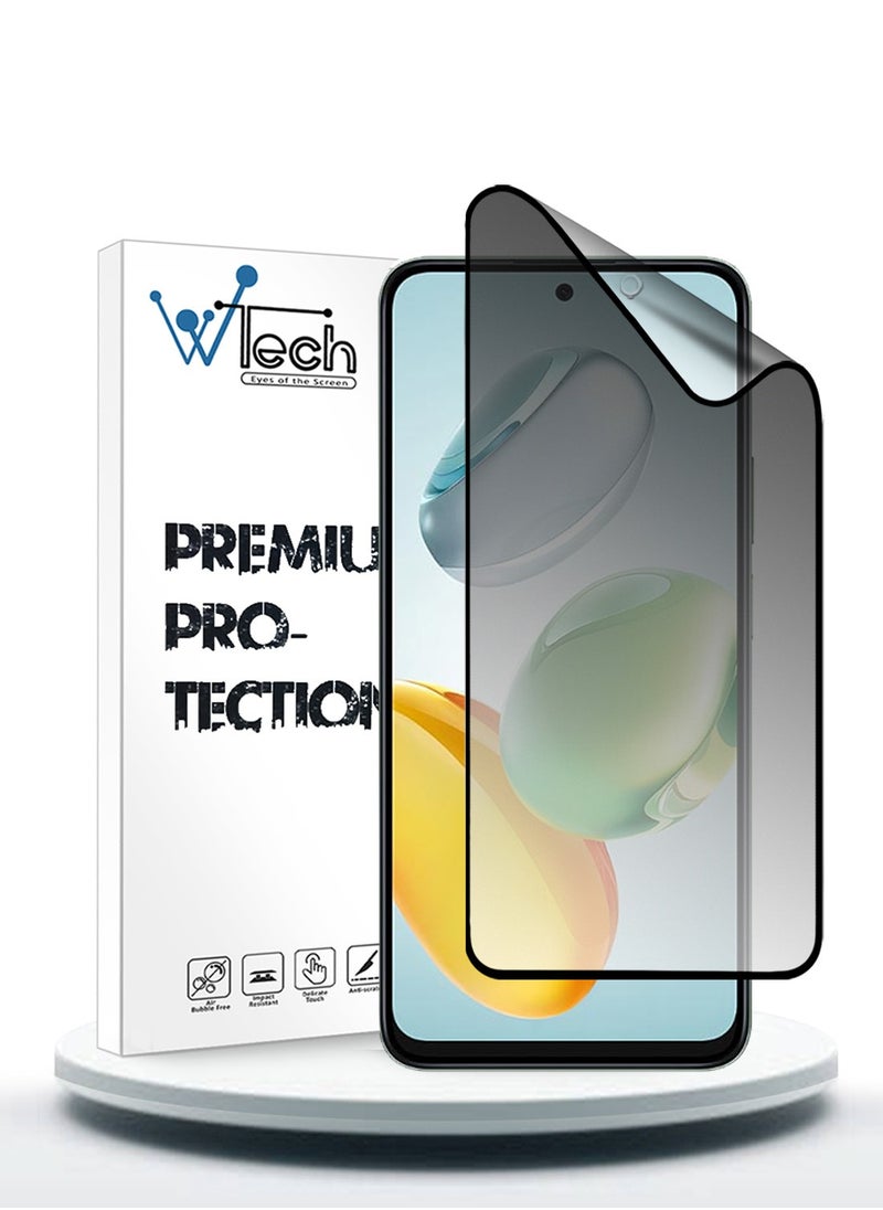Wtech - Honor X7c 4G 2024 Nano Ceramic Privacy Full Glue Full Cover Matte Flexible Screen Protector (MSCNMP) - Clear/Black - Image 1