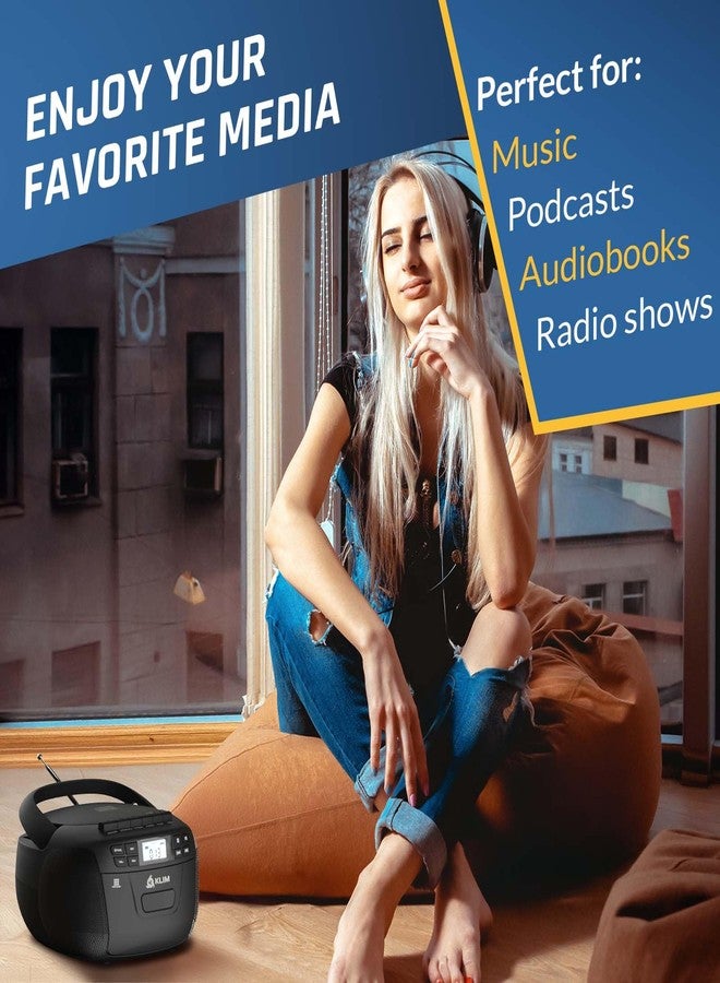 KLIM CD Player + Audio Cassette Player, AM/FM Radio Bluetooth, Stereo CD Player, Remote, Tape Recording, USB Drive, Aux, Radio CD Stereo Home AC/DC Power Supply - Image 4