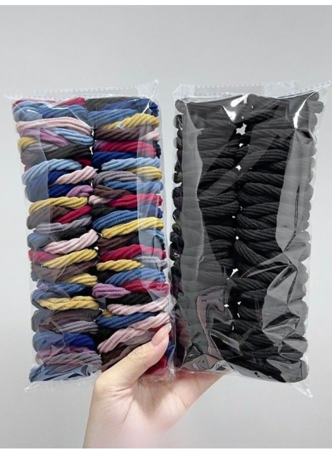 سينران SenRan 100PCS ربطات الشعر الأسود للنساء الفتيات ، فرقة الشعر السوداء السميكة السلسة ، ربطات الشعر المرنة لا ضرر حامل ذيل الخيل - Image 1