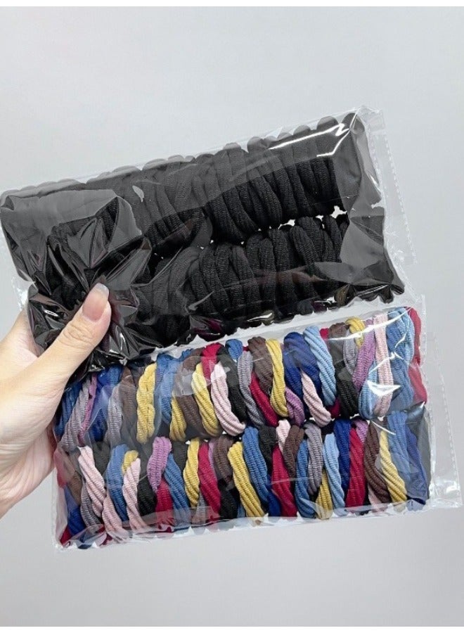 سينران SenRan 100PCS ربطات الشعر الأسود للنساء الفتيات ، فرقة الشعر السوداء السميكة السلسة ، ربطات الشعر المرنة لا ضرر حامل ذيل الخيل - Image 2