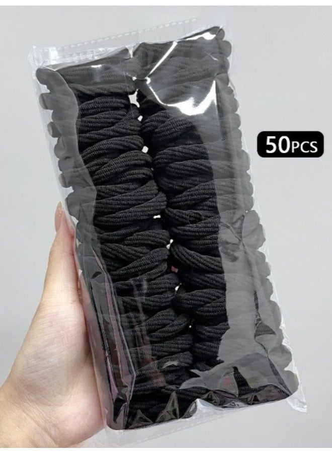 سينران SenRan 100PCS ربطات الشعر الأسود للنساء الفتيات ، فرقة الشعر السوداء السميكة السلسة ، ربطات الشعر المرنة لا ضرر حامل ذيل الخيل - Image 5