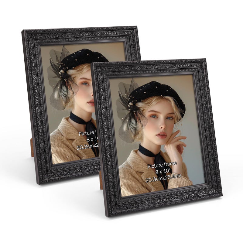 إطار صور إيدنسيل ليك 8x10 مجموعة من 2 إطار صور أسود عتيق 8 × 10 لتزيين الطاولة أو الحائط