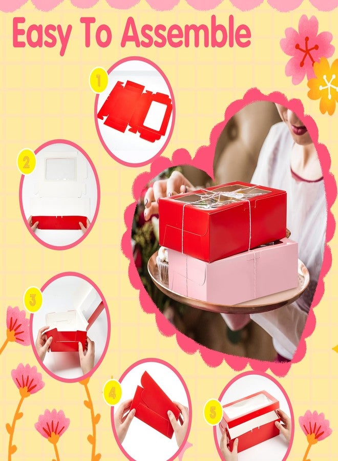 ماكس تشيك مجموعة ماكس تشيك من 50 علبة كوكيز لعيد الحب مع نافذة عرض، مقاس 9×6×3 بوصات، باللونين الأحمر والوردي، مثالية لتقديمها كهدية، مع بطاقة حب مزينة بحبل، مناسبة لعيد الميلاد وعيد الأم وتغليف الشوكولاتة والمعجنات والحلويات. - Image 4