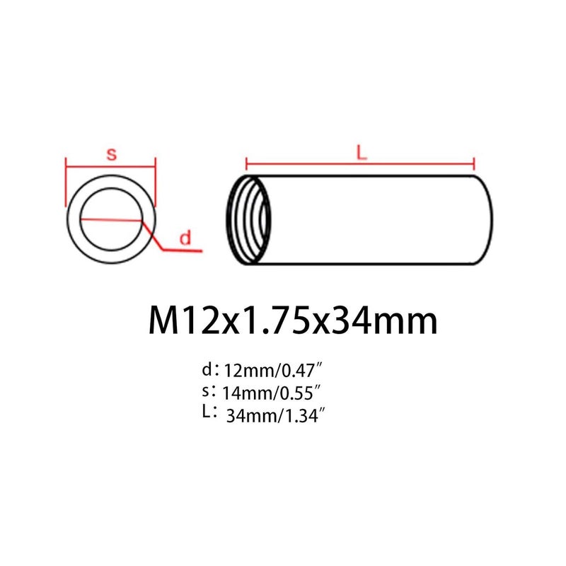 SDY 5 Pcs M12 x 1.75 x 36mm Long Rod Coupling Round Rod Nut Connector Zinc Plated Joint Nut Industrial Construction Fasteners - Image 2