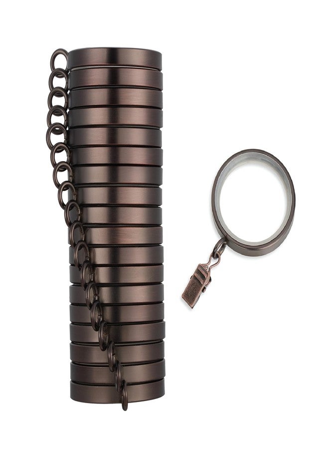 مود سلسلة مود كامبريا ديزاينر - حلقات ستائر فاخرة سهلة الانزلاق، 18 حلقة - معدنية مع حشوات نايلون ناعمة وهادئة مزودة بمشابك - قطر 2 بوصة (قطر داخلي 1-5/8 بوصة) - برونزي مصقول بالزيت - Image 1