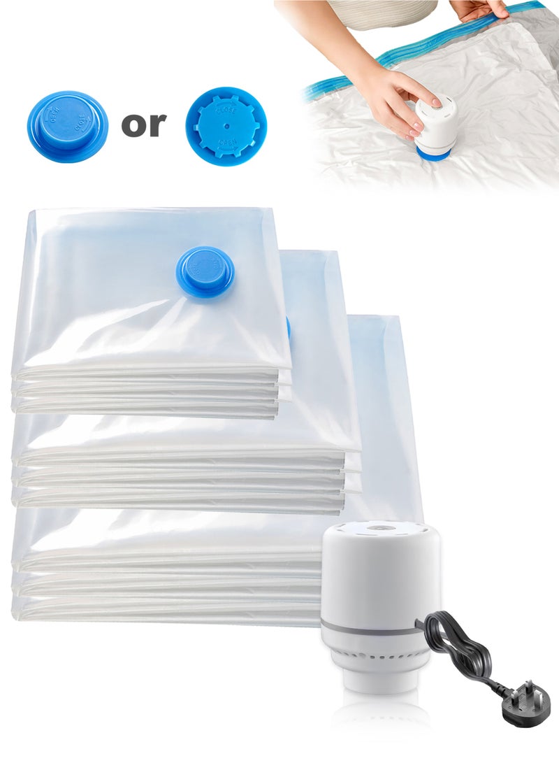 9 Pcs Vacuum Seal Storage Bags with Electric Pump, Reusable Space Saver Bags, Premium Vacuum Storage Bags, Storage Vacuum Sealed Bags for Clothes, Comforters, Blankets, Bedding - Image 1