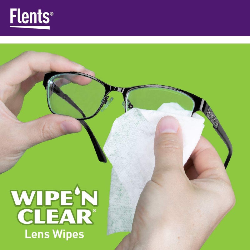 Flents مناديل عدسات، وايب 'إن كلير، 150 قطعة، مبللة مسبقًا، خالية من الخطوط، آمنة للنظارات، نظارات شمسية، تنظيف لطيف، رؤية واضحة، مغلفة فرديًا للسفر والراحة، مصنوعة في الولايات المتحدة الأمريكية - Image 3