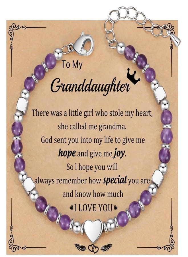 Btysun Granddaughter Gifts from Grandma Valentines Day Gifts for Teens Her Beaded Bracelets for Women Trendy Stuff Nature Stone Bracelets Birthday for Her - Image 1