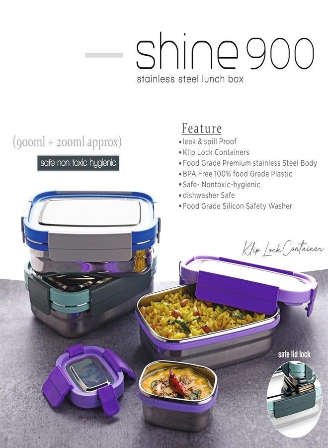 Touchcart Stainless Steel Airtight Leak Proof Lunch Box 900ml with 4 Side Lock & Seal – Insulated Tiffin Box for Office School Kids Adults – Spill Proof Food Grade Lunchbox for Work Travel Picnic - Image 4