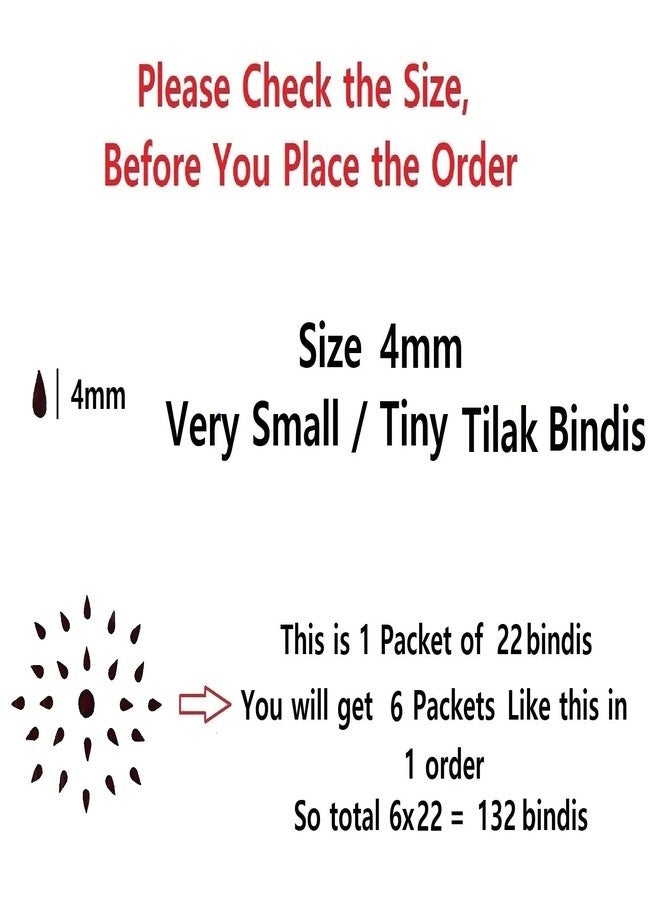 فاما ملصقات جبين مخملية فاخرة من فاما فاشنز، مقاس صغير 4 مم، على شكل تيلاك، لون عنابي داكن، كومكوم، سيندور، بيندي على شكل دمعة، للنساء والفتيات - Image 4