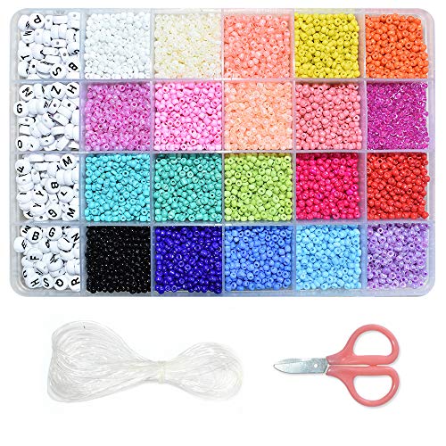 Renashed Beads for Bracelets Kit 10000pcs 3mm Glass Seed Beads Multi Color and 280pcs Alphabet Letter Beads for DIY Jewelry Name Bracelets Making and Crafts - Image 1