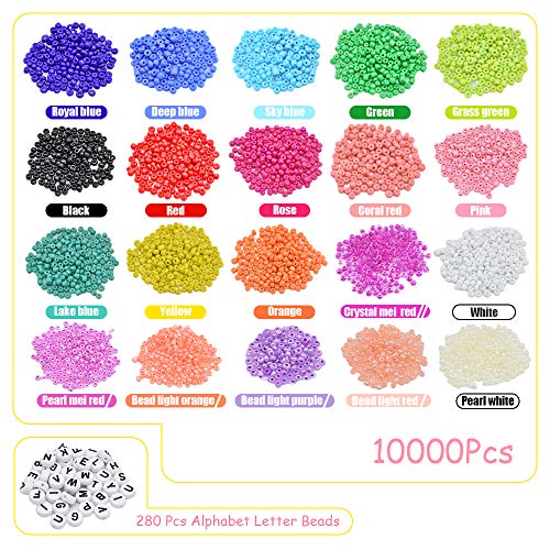 Renashed Beads for Bracelets Kit 10000pcs 3mm Glass Seed Beads Multi Color and 280pcs Alphabet Letter Beads for DIY Jewelry Name Bracelets Making and Crafts - Image 4