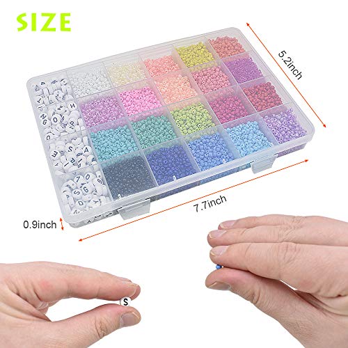 Renashed Beads for Bracelets Kit 10000pcs 3mm Glass Seed Beads Multi Color and 280pcs Alphabet Letter Beads for DIY Jewelry Name Bracelets Making and Crafts - Image 2