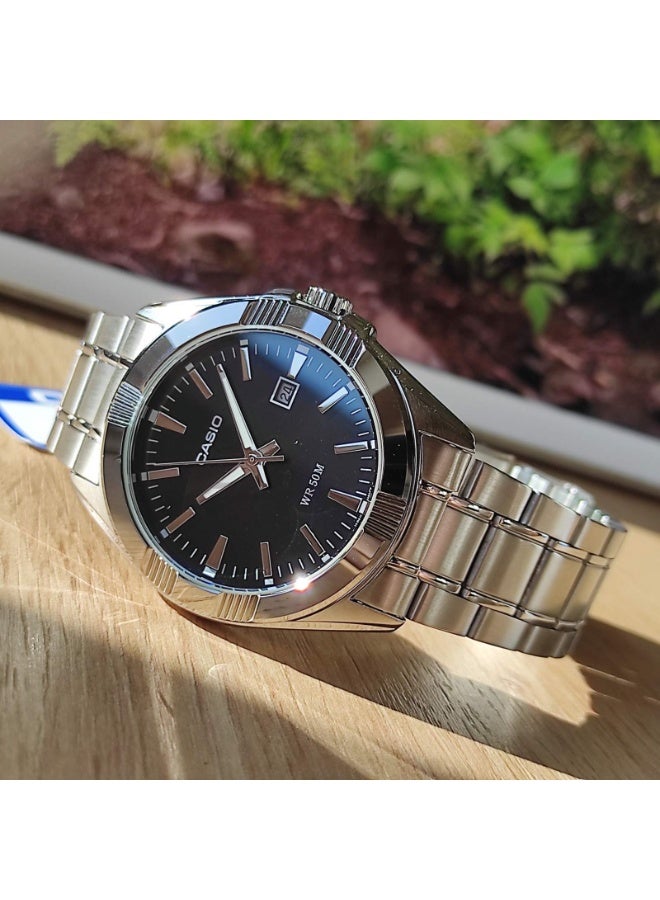 Casio MTP-1308D-1AVDF Men’s Analog Watch – Black Dial, Silver Stainless-Steel Bracelet, Date Display, Classic Elegant Design - Image 2