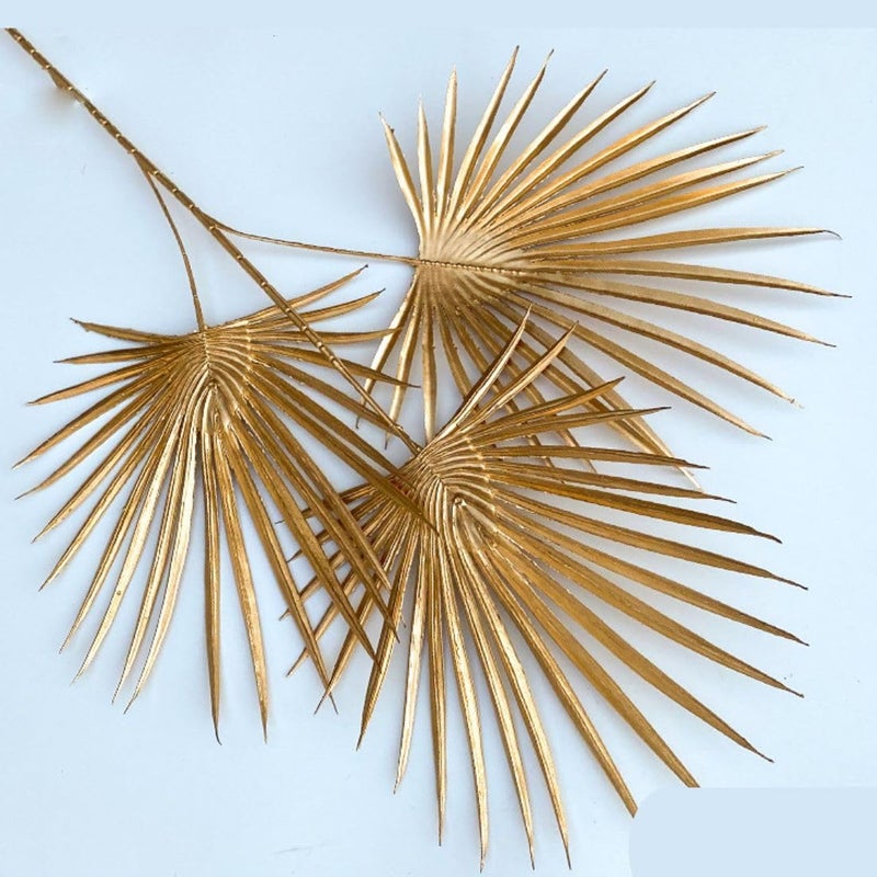 HOLLIO 2 Pcs Artificial Flower with Golden Leaf Fake Flowers Sticks Bunch Decorative Items for Wedding Party Decoration Home Living Room Table Decoration Plants Without Vase Pot - Image 2
