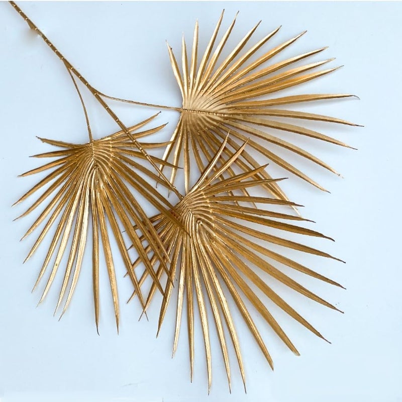 HOLLIO 2 Pcs Artificial Flower with Golden Leaf Fake Flowers Sticks Bunch Decorative Items for Wedding Party Decoration Home Living Room Table Decoration Plants Without Vase Pot - Image 1