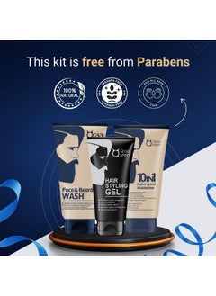 Qraa Men Winter Care Kit (Value Pack) For Glowing & Moisturised Skin | Ideal Gift Set For Men (Face And Beard Wash, 10 In 1 Hydra Moisturizer, Hair Styling Gel) 100Gm X3 | Pack Of 3  - Image 4
