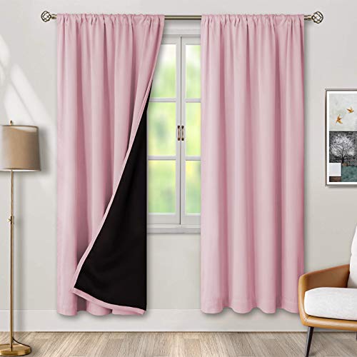 BGment Pink Blackout Curtains for Nursery 2 Panels Set Kids Curtains Thermal Insulated and Noise Canceling Full Black Out Girls Baby Room 84 Inch Length Each Room Darkening Curtains 52 Inch Wide
