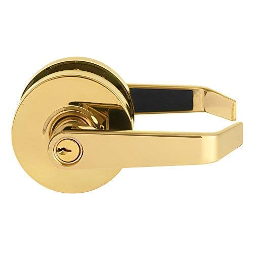 Lawrence Commercial Lever Door Lock Heavy Duty Locking Commercial Door Handle Keyed Entry Grade 2 Door Handle with Lock and Key Polished Brass EntranceKeylock Function Embassy Series