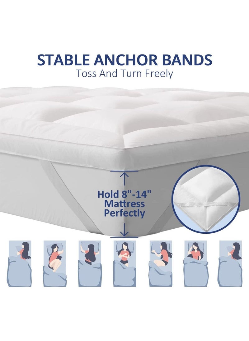 House One - Microfiber Mattress Topper20 cm With Microfiber Filling and Rubber Corners Edges - 200x100 cm - White - Image 1