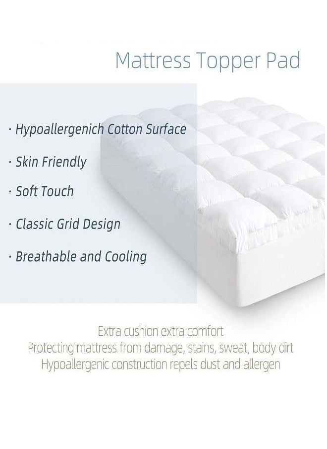 House One - Microfiber Mattress Topper20 cm With Microfiber Filling and Rubber Corners Edges - 200x100 cm - White - Image 1