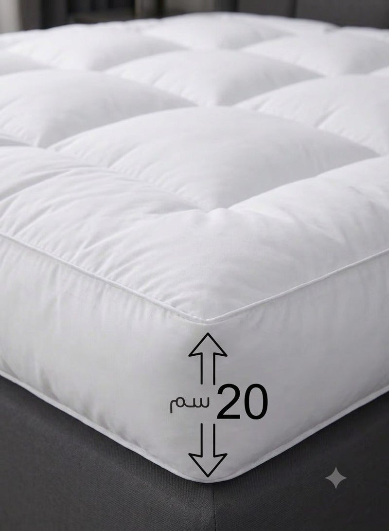 House One Microfiber Mattress Topper20 cm With Microfiber Filling and Rubber Corners Edges -  White - Image 4