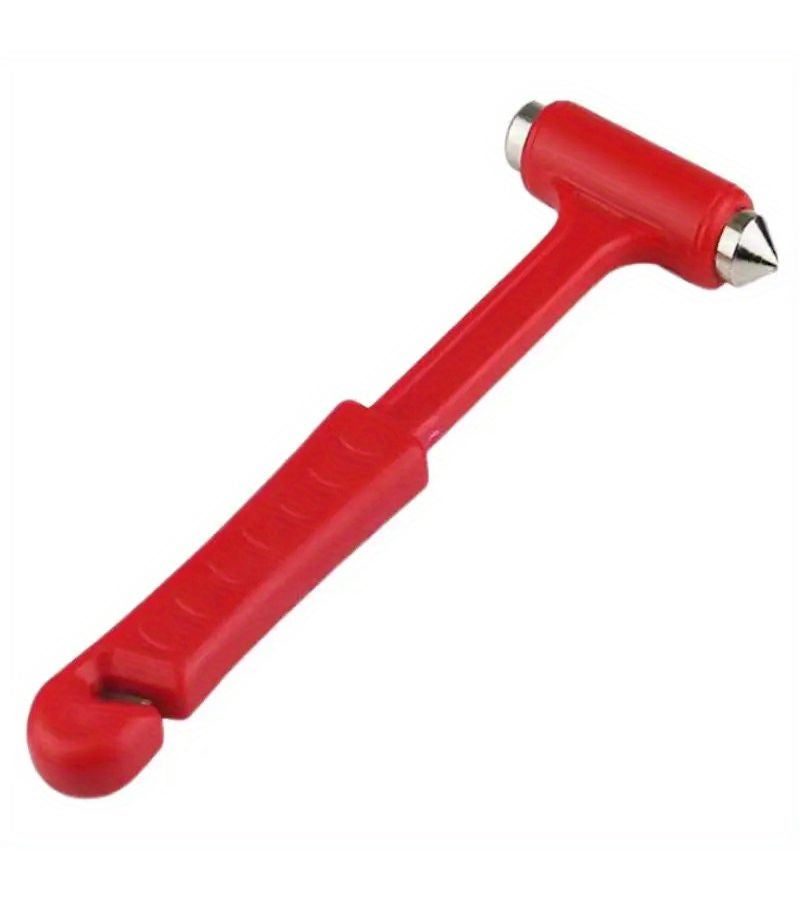 Red Emergency Escape Hammer for Car Bus Truck Window Breaker and Seat Belt Cutter - Image 1