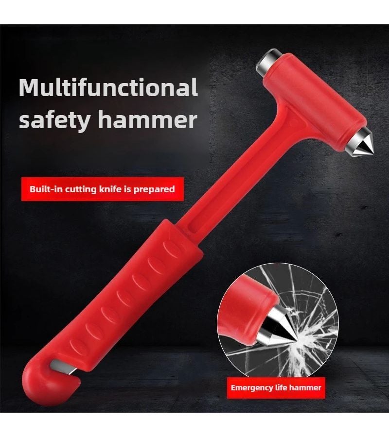 Red Emergency Escape Hammer for Car Bus Truck Window Breaker and Seat Belt Cutter - Image 2