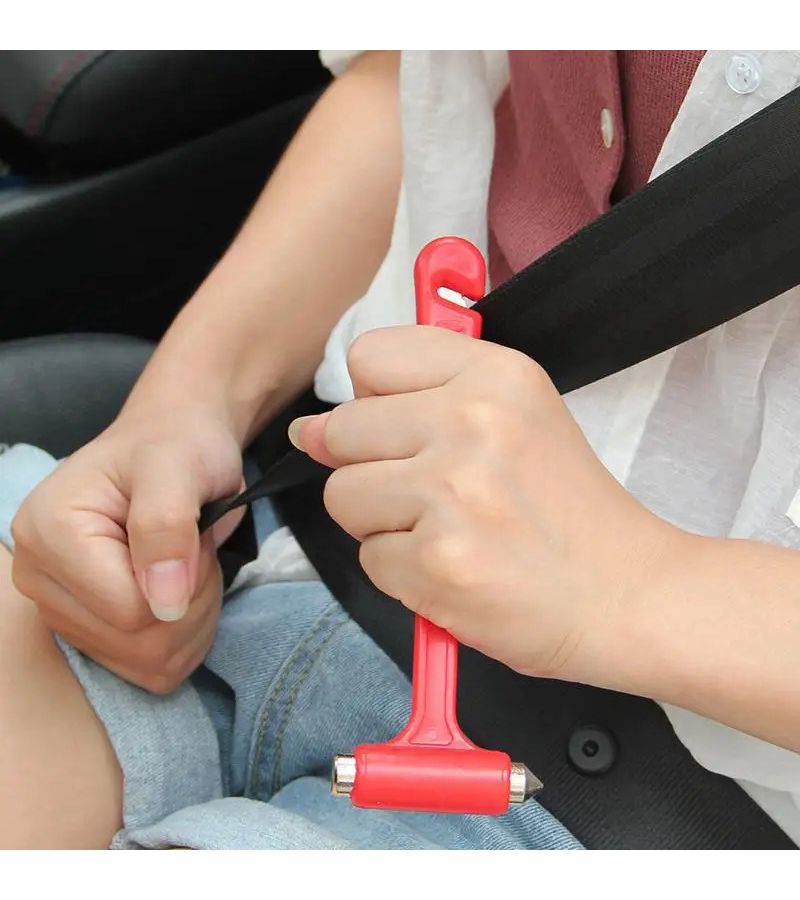 Red Emergency Escape Hammer for Car Bus Truck Window Breaker and Seat Belt Cutter - Image 5