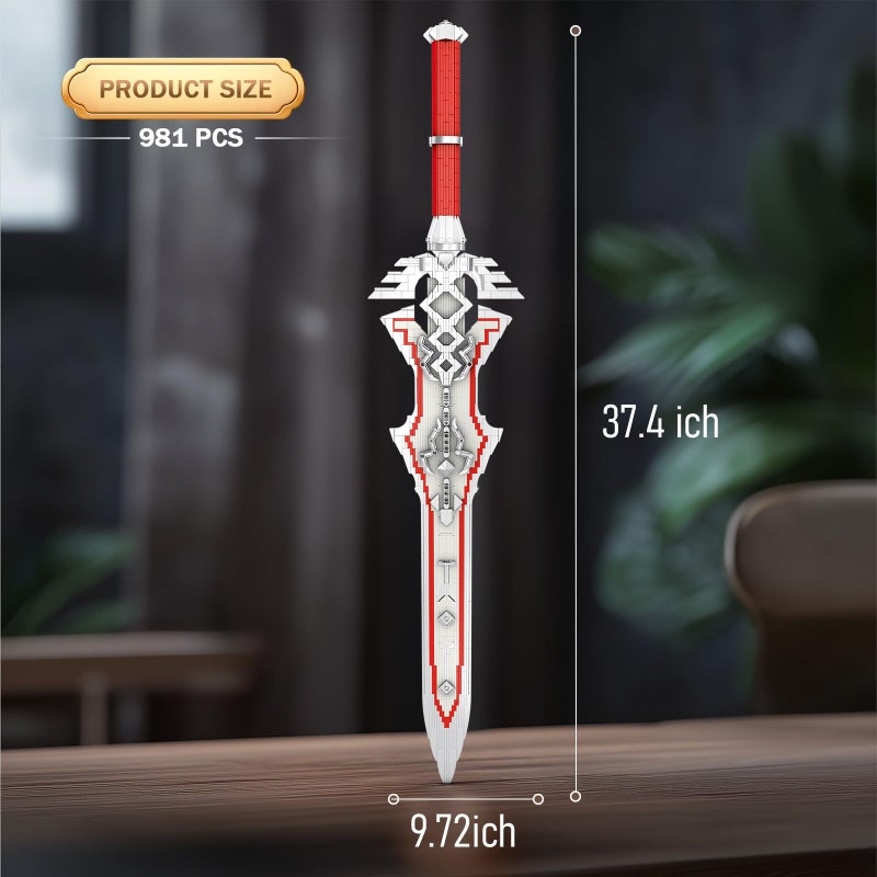 Reobrix Sword Building Sets for Adults, Cool Royal Claymore 99015 Collectible Build and Display Model, Anime-Style Cosplay Toy Sword Home Office Decor, Gifts for Classic Game Fans Boys 14+ (981 PCS) - Image 5