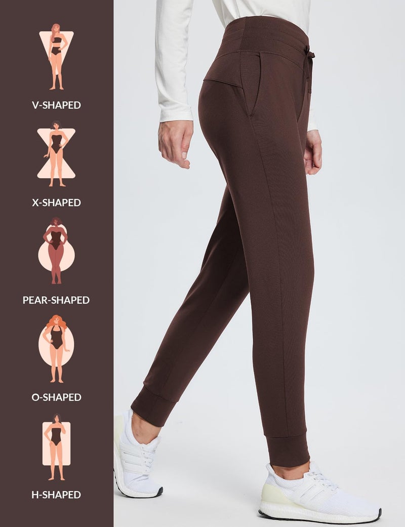 baleaf Fleece Lined Joggers Women Waterproof Thermal Sweatpants Warm Pants Cold Weather Running Gear Hiking Jogging Workout Dark Brown L - Image 3