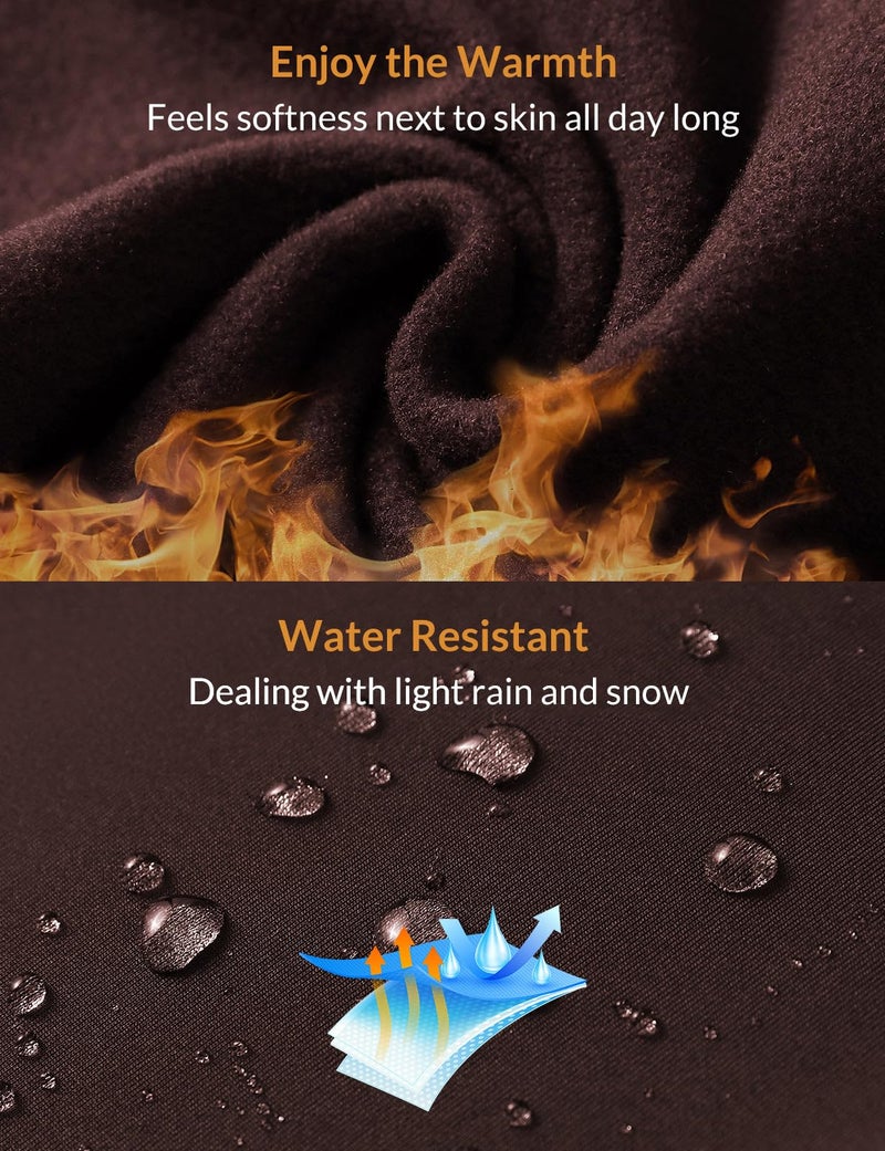 baleaf Fleece Lined Joggers Women Waterproof Thermal Sweatpants Warm Pants Cold Weather Running Gear Hiking Jogging Workout Dark Brown L - Image 2
