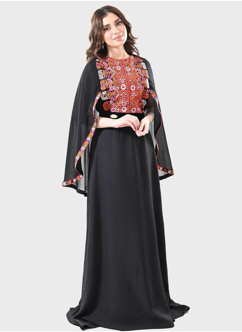TOP TATO Cape Sleeve Printed Jalabiya