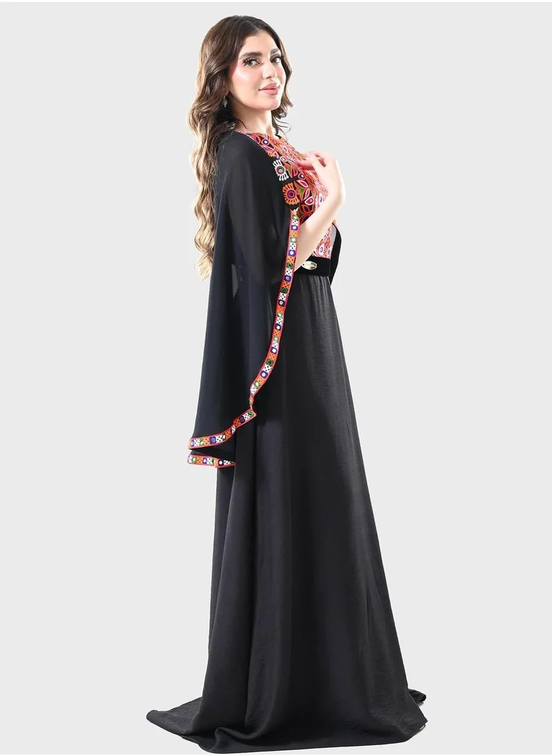 TOP TATO Cape Sleeve Printed Jalabiya