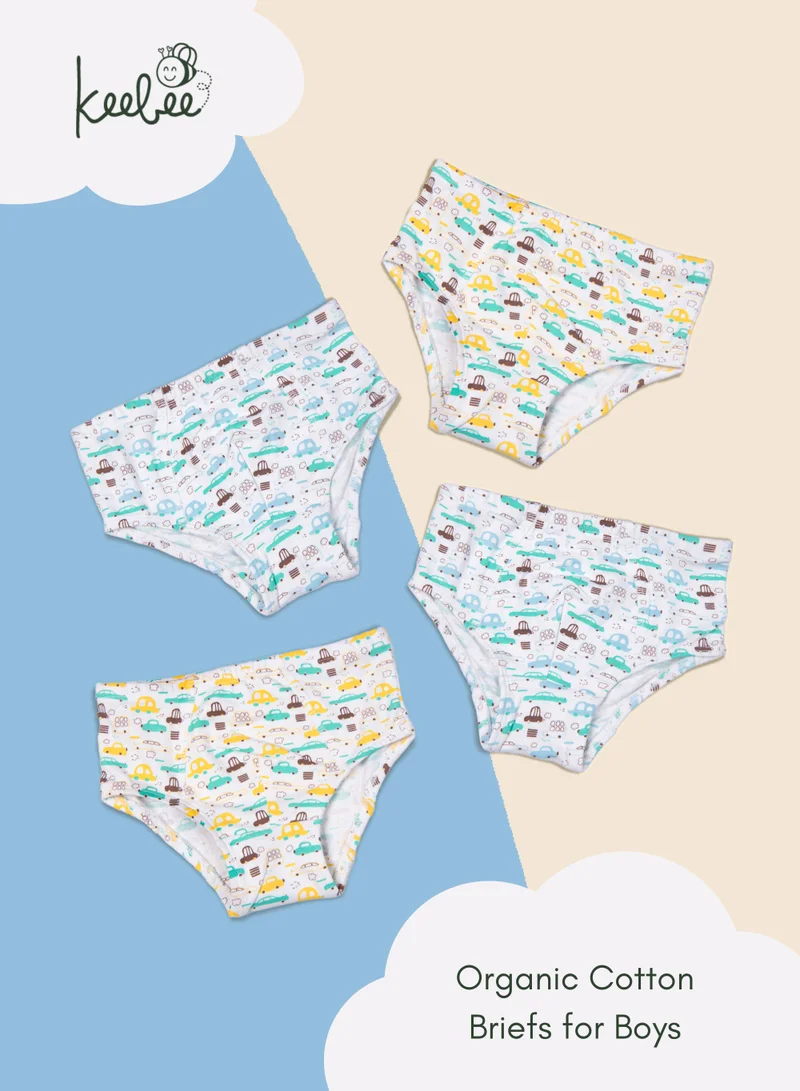 كيبي كيبي ٤ قطع سراويل داخلية للأولاد قطن عضوي ٩٥٪ إيلاستين ٥٪ ناعمة ومريحة