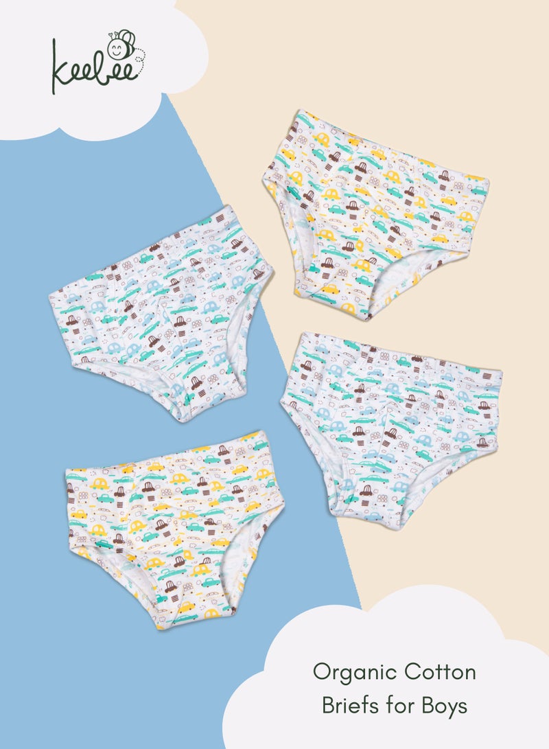 Keebee 4 Pack Boys Briefs 95% Organic Cotton 5% Elastane, Soft and Comfortable Underwear - Image 1