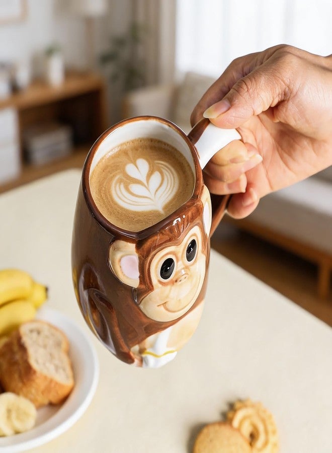 123Arts 3D Ceramics Monkey Coffee Mug Water Tea Cup with Handle - Image 3