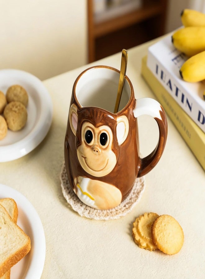 123Arts 3D Ceramics Monkey Coffee Mug Water Tea Cup with Handle - Image 2