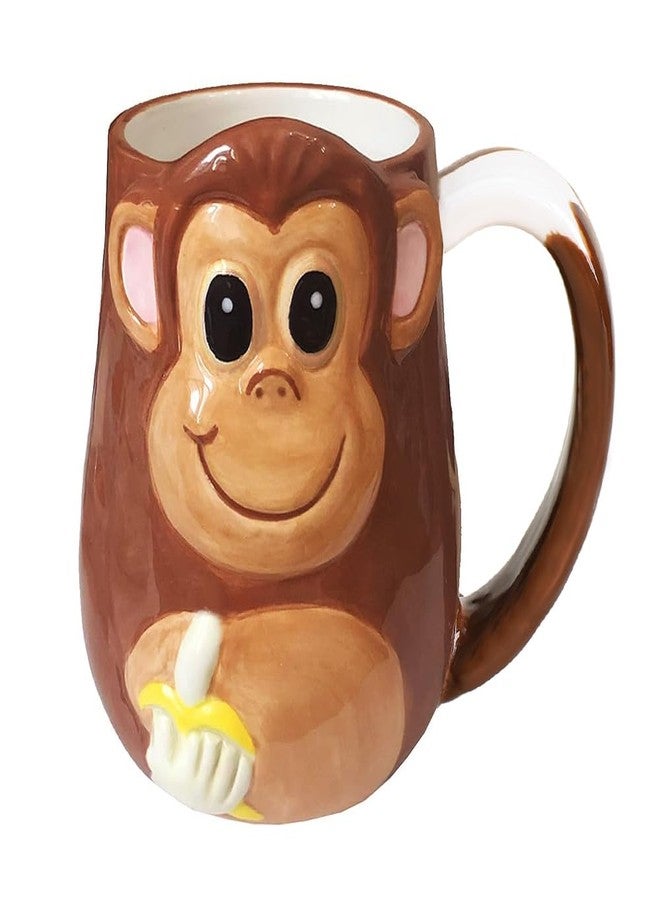 123Arts 3D Ceramics Monkey Coffee Mug Water Tea Cup with Handle - Image 1