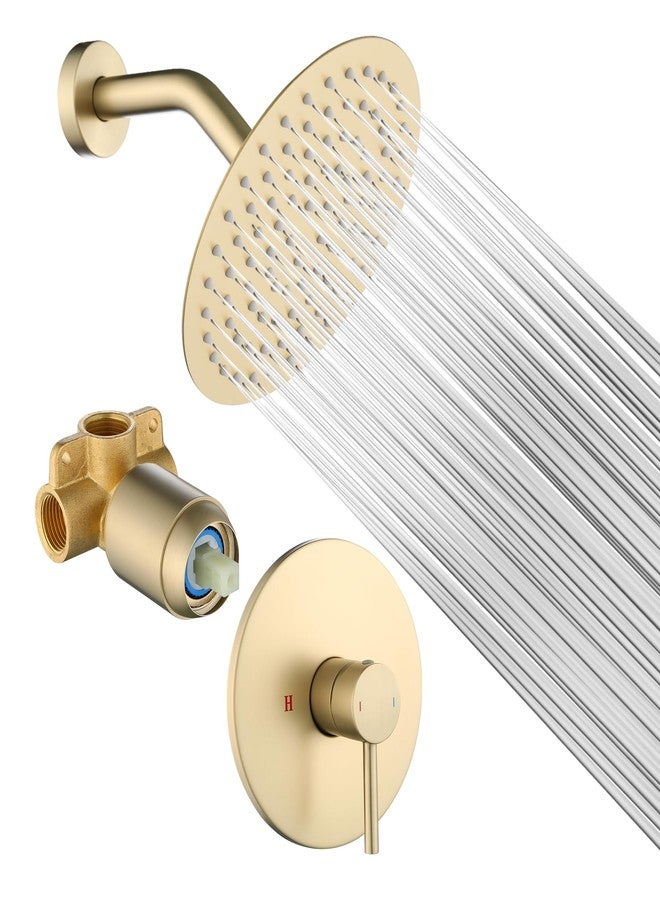 RF Shower Faucet Set Bathroom 8 Inch Rainfall Shower Head and Handle Set Stainless Steel Single Function Shower Trim Kit with Rough-in Valve - Image 1