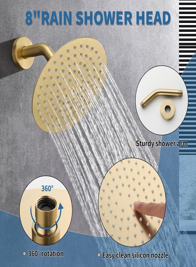 RF Shower Faucet Set Bathroom 8 Inch Rainfall Shower Head and Handle Set Stainless Steel Single Function Shower Trim Kit with Rough-in Valve - Image 2