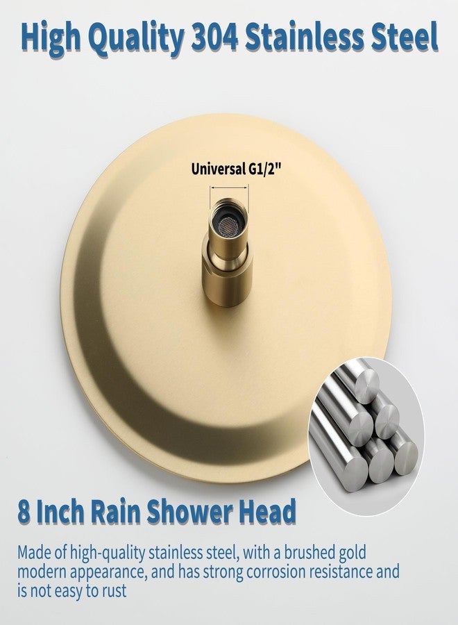 RF Shower Faucet Set Bathroom 8 Inch Rainfall Shower Head and Handle Set Stainless Steel Single Function Shower Trim Kit with Rough-in Valve - Image 4