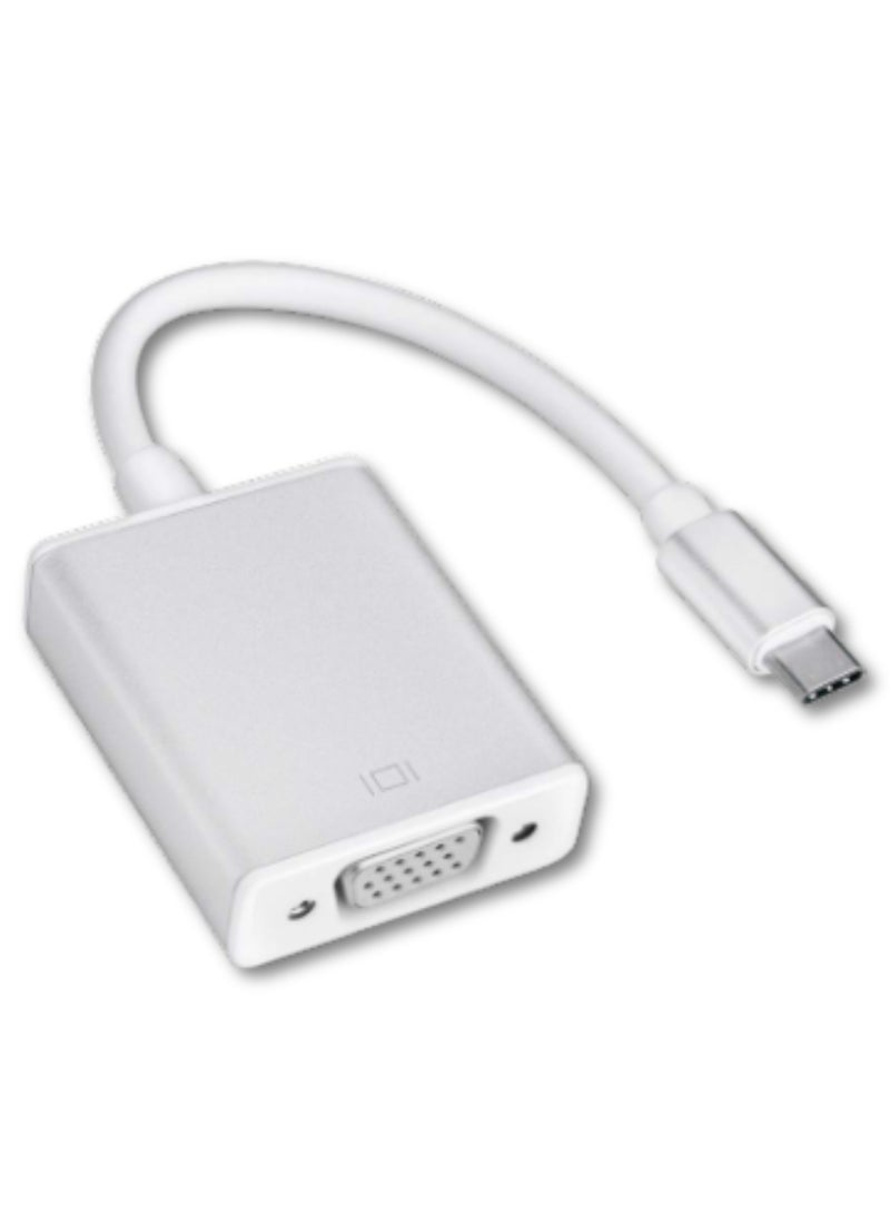 محول من يو إس بي-سي إلى في جي إيه – متوافق مع ماك بوك، آي ماك، وأجهزة اللابتوب بمنفذ USB-C إلى شاشات VGA، والبروجكتورات، وشاشات التلفاز - Image 1