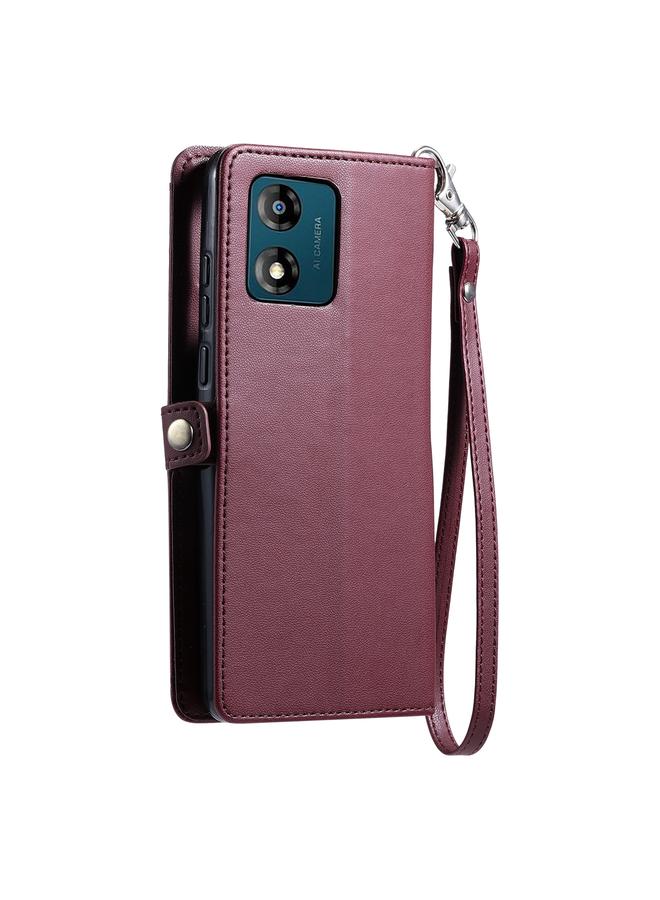 S-TOP Case For Motorola Moto E13 Wallet Multi-card Slot Leather Phone Case with Lanyard - Image 3