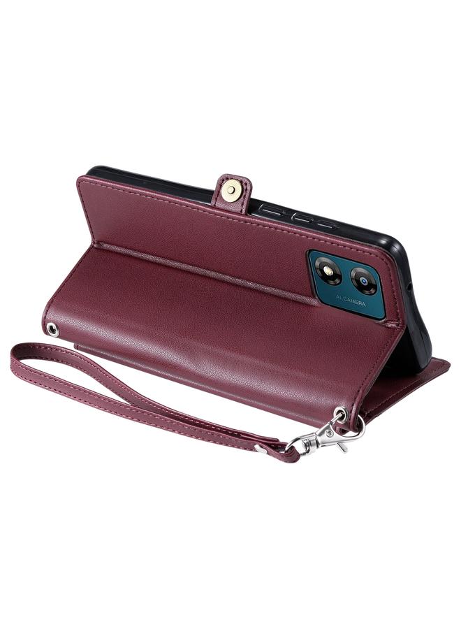 S-TOP Case For Motorola Moto E13 Wallet Multi-card Slot Leather Phone Case with Lanyard - Image 5