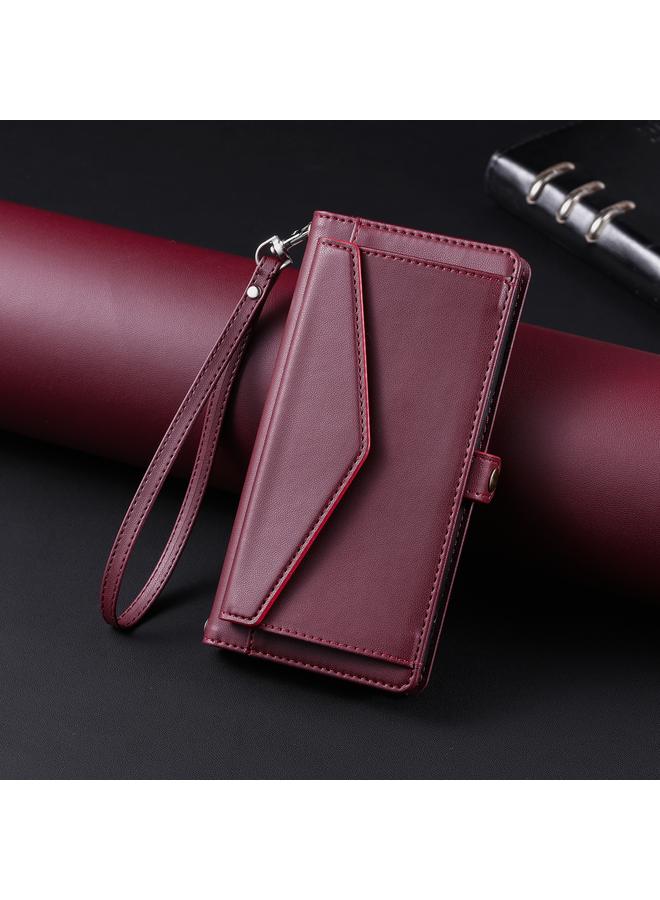 S-TOP Case For Motorola Moto E13 Wallet Multi-card Slot Leather Phone Case with Lanyard - Image 2