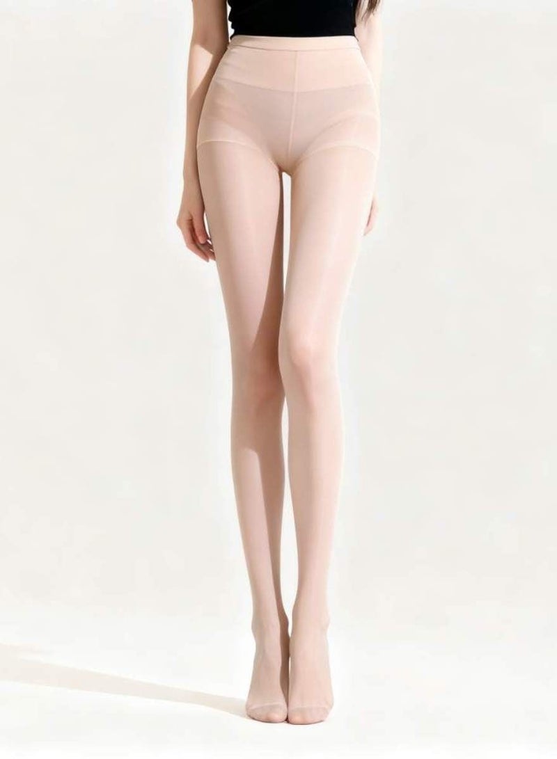 جوارب نسائية شفافة لامعة بلون البشرة، جوارب رفيعة للنساء، ناعمة وملساء للبشرة، تشطيب خالٍ من العيوب، تصميم محدد الجسم، مقاس واحد يناسب الطول من 150 إلى 175 سم - Image 1