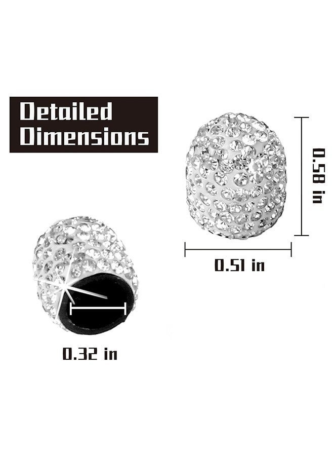 Bukela 4 Pack Handmade Crystal Rhinestone Tire Valve Stem Caps, Wheel Tire Valve, Attractive Dustproof Bling Car Accessories, Universal for Cars, Trucks and Motorcycles-White - Image 4